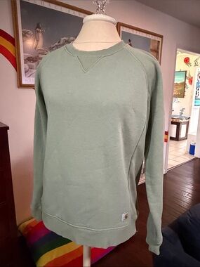 Carhartt Men’s Sage Green Crewneck Sweatshirt - Classic Workwear Style